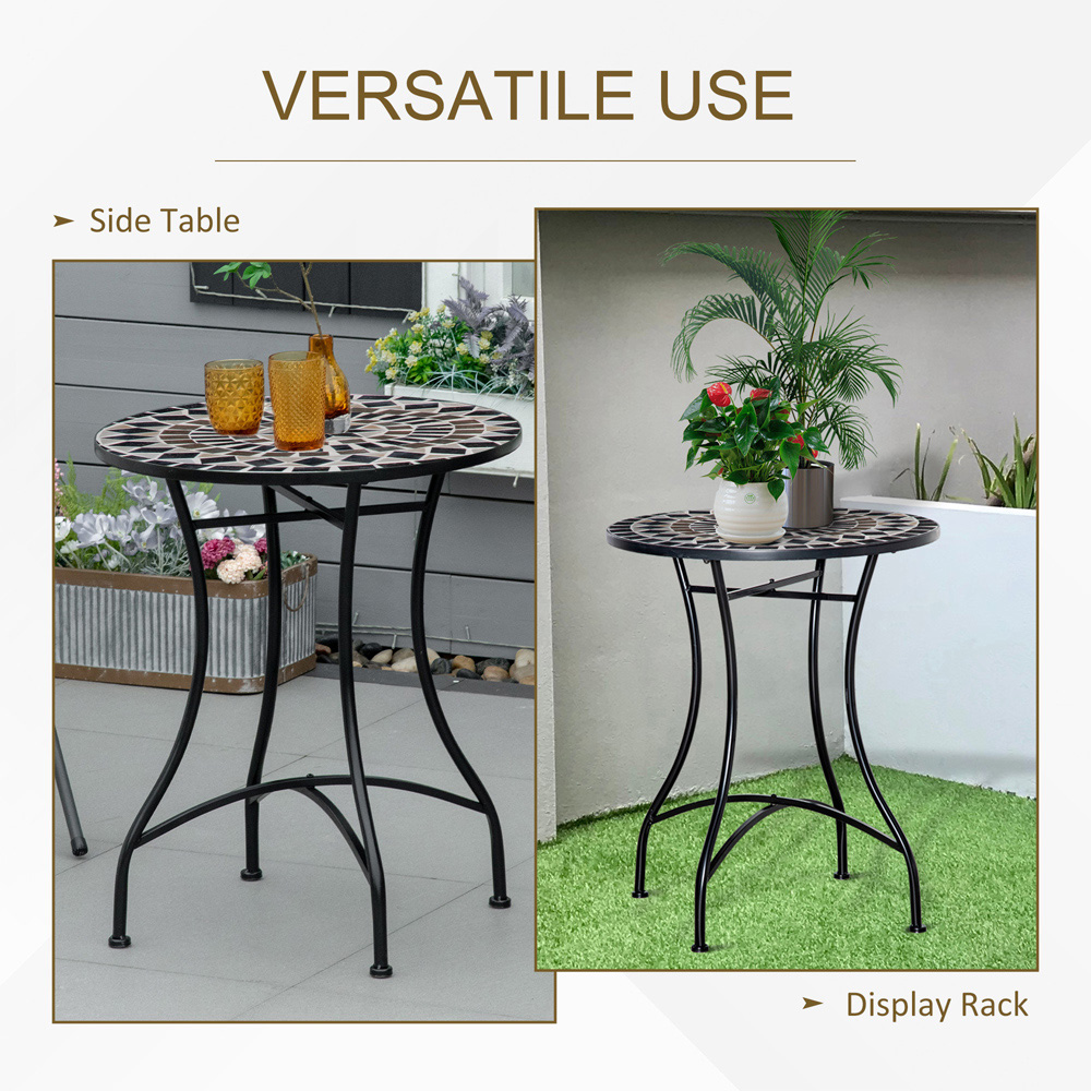 Outsunny Mosaic Round Bistro Table Black Image 4
