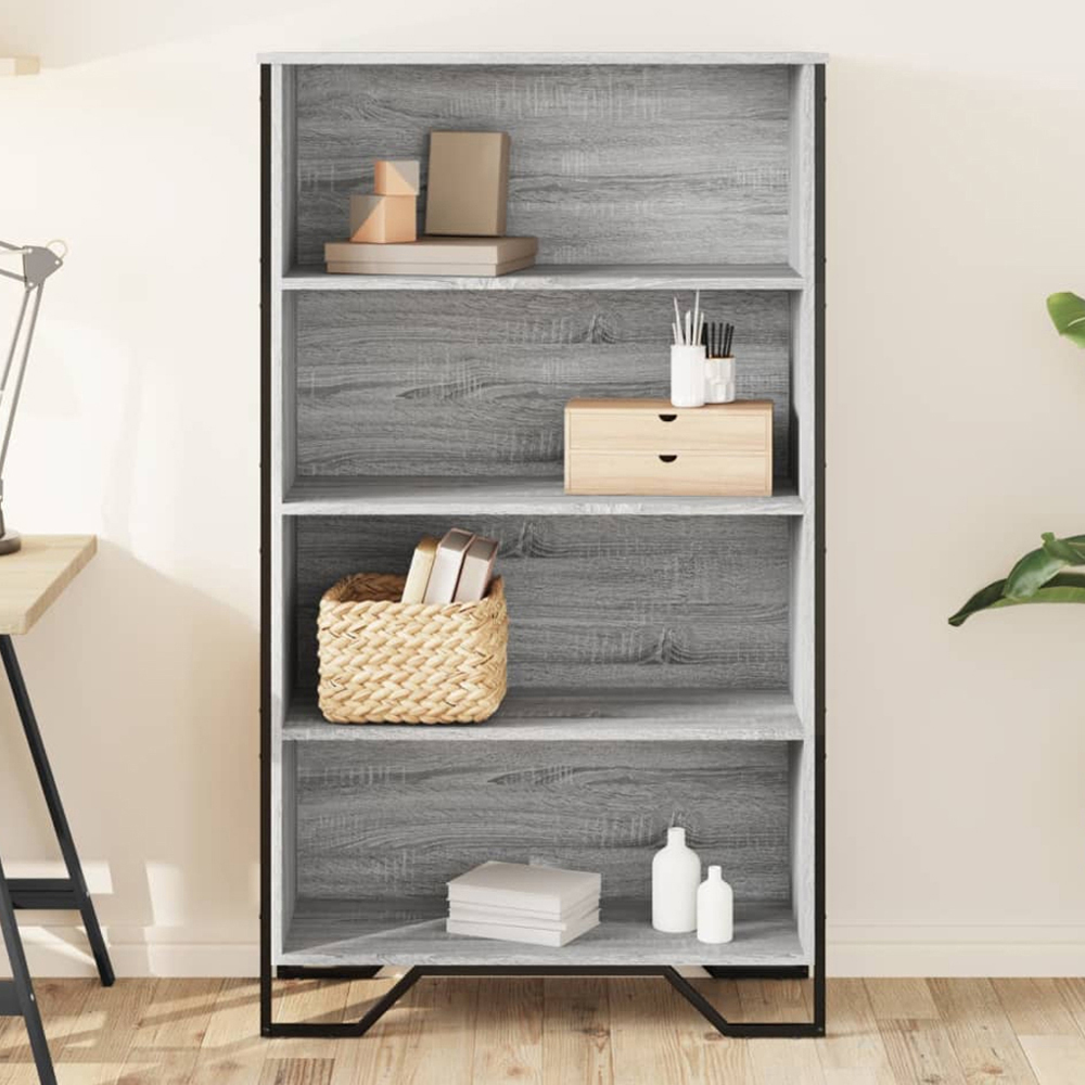 vidaXL 4 Shelf Grey Sonoma Bookcase Image 1