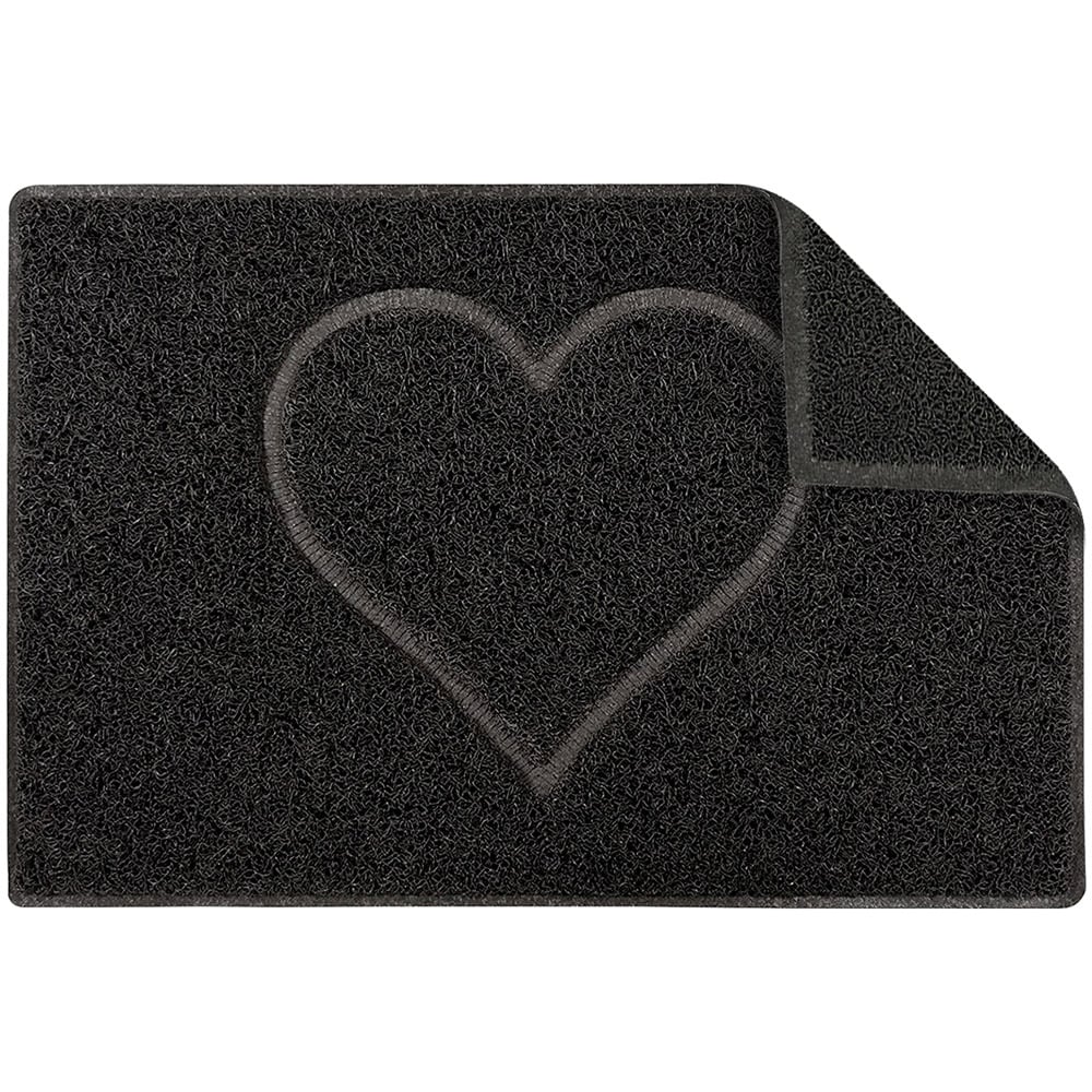 Oseasons Black Heart Embossed Doormat with Open Back 75 x 44cm Image 4