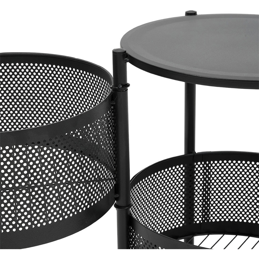 Living and Home 2-Tier Black Kitchen Storage Trolley with Rotating Basket Image 5