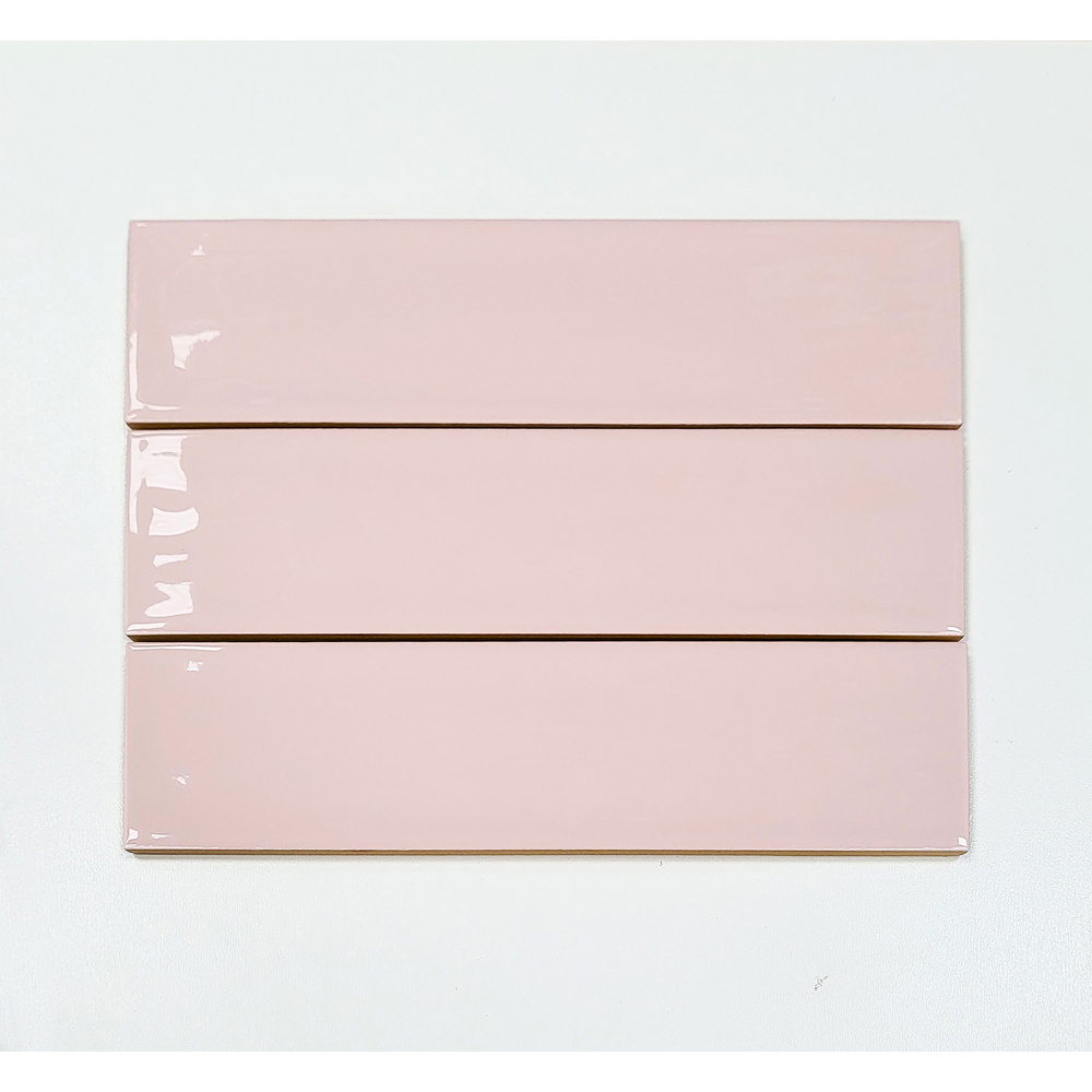 Top Ceramics Pink Gloss Flat Bumpy Metro Ceramic Wall Tile 300 x 75mm Image 2
