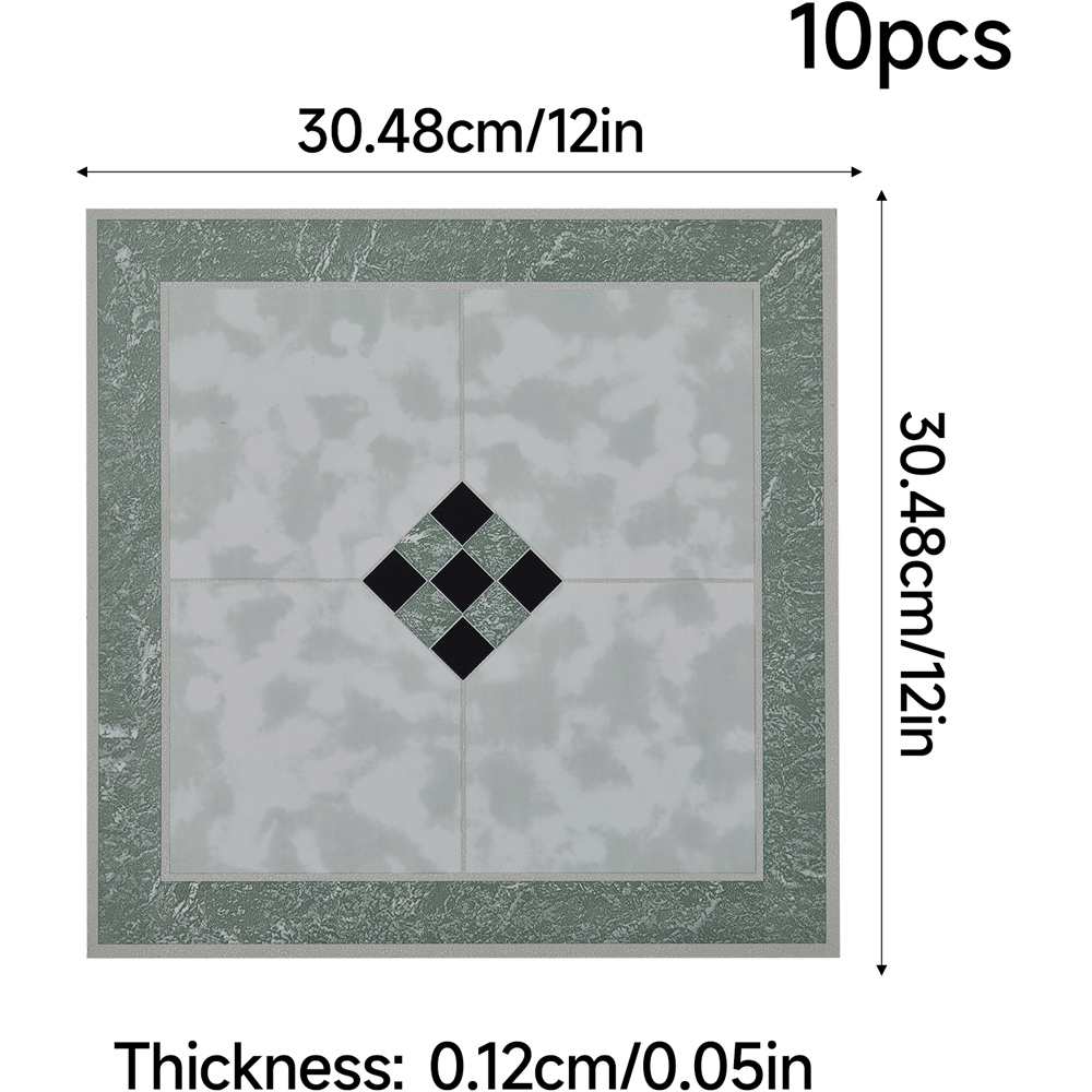 Living and Home Green Self-Adhesive PVC Flooring Tile 10 Pack Image 9