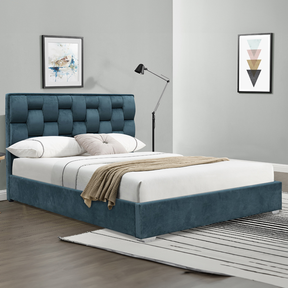 Brooklyn Blue Velvet 3 Piece Bedroom Furniture Set Image 4