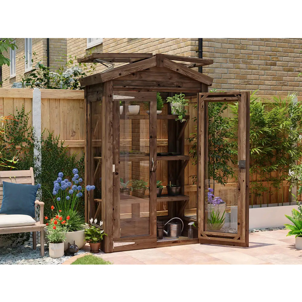 Dunster House Sprouthouse Brown Wooden 4 x 2ft Greenhouse Image 2