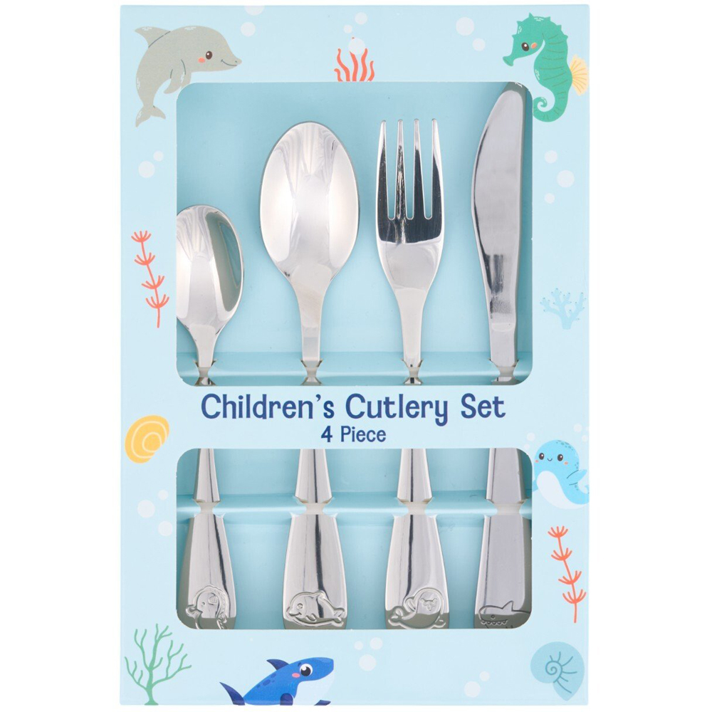 4 Piece Children's Cutlery Set Silver Image 1