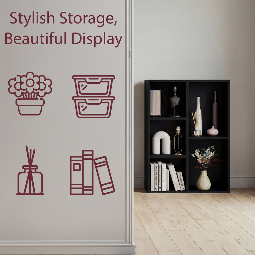 VIDA DESIGNS 5 Shelf Black Cube Storage Unit Image 6