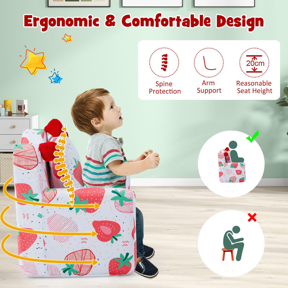 Costway Pink Kids Armchair with Pillow Image 7