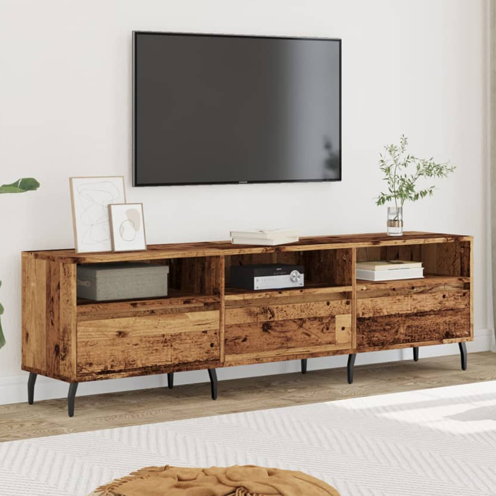 vidaXL 3 Drawer 3 Shelf Old Wood TV Cabinet Image 1