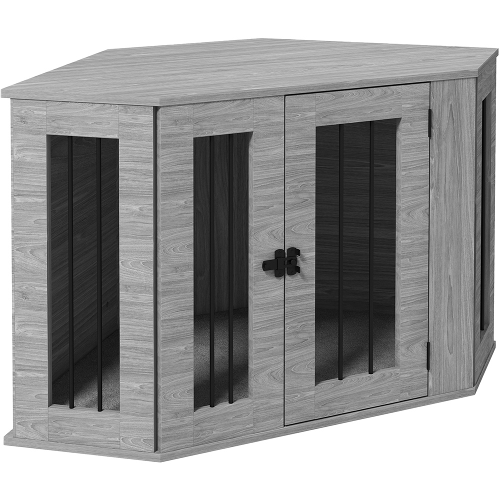 PawHut Grey Dog Crate End Table with Cushion 104cm Image 1