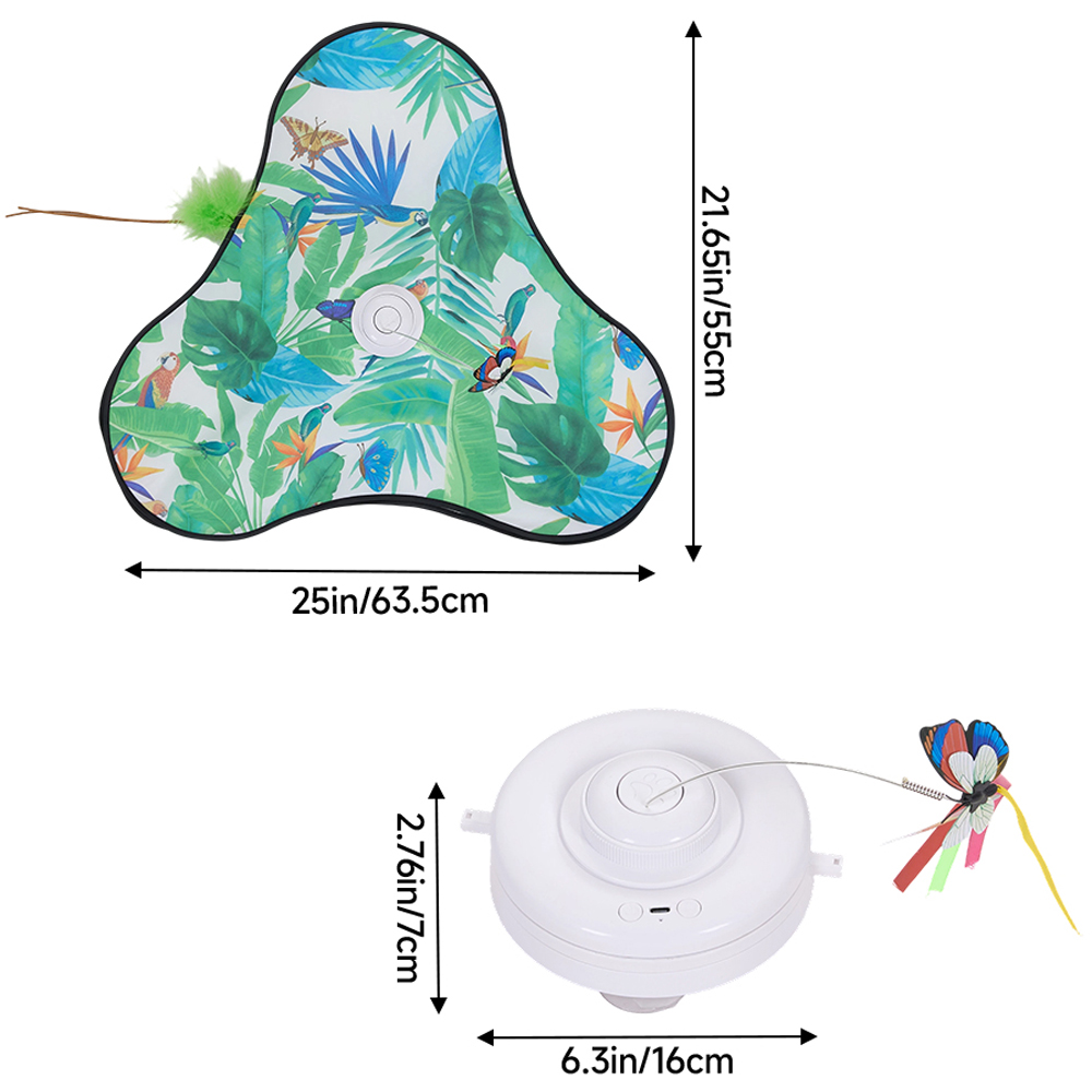 H&O Direct Green Rechargeable Interactive Cat Toy with Butterfly Image 6