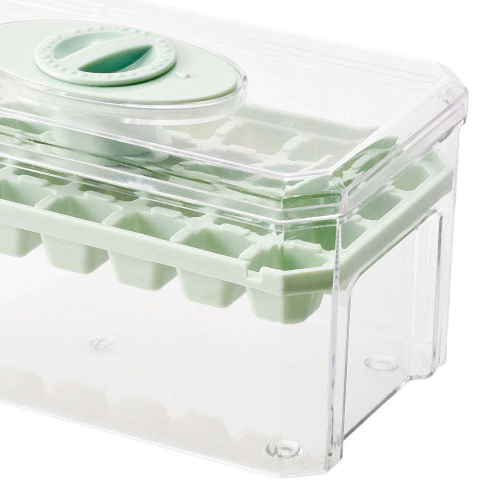 Living and Home Green 32 Grid Press Type Ice Cube Mold Box Image 6