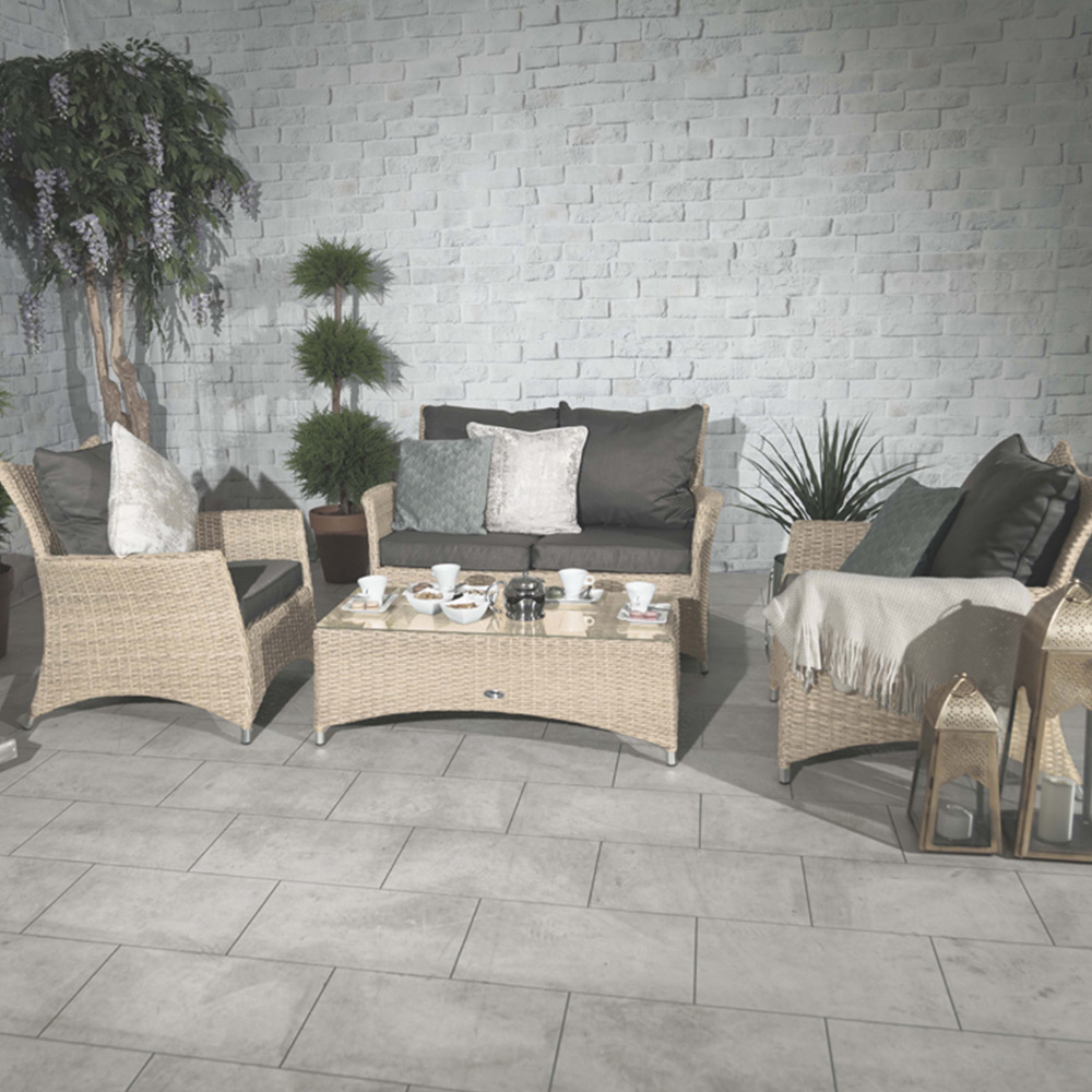 Royalcraft Lisbon Rattan Deluxe 4 Seater Lounging Dining Set Cream Image 1
