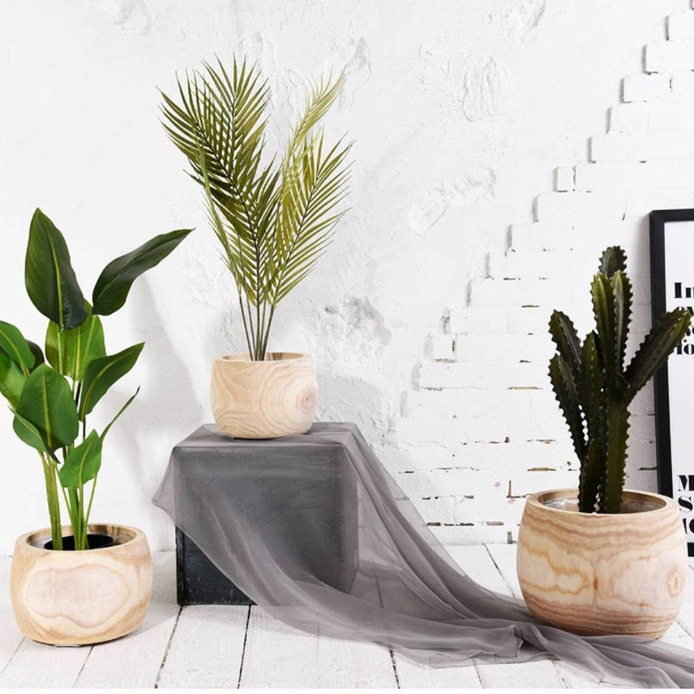 LECHUZA Hortico Eco Wooden Round Indoor Plant Pot 23 x 30cm 2 Pack Image 5