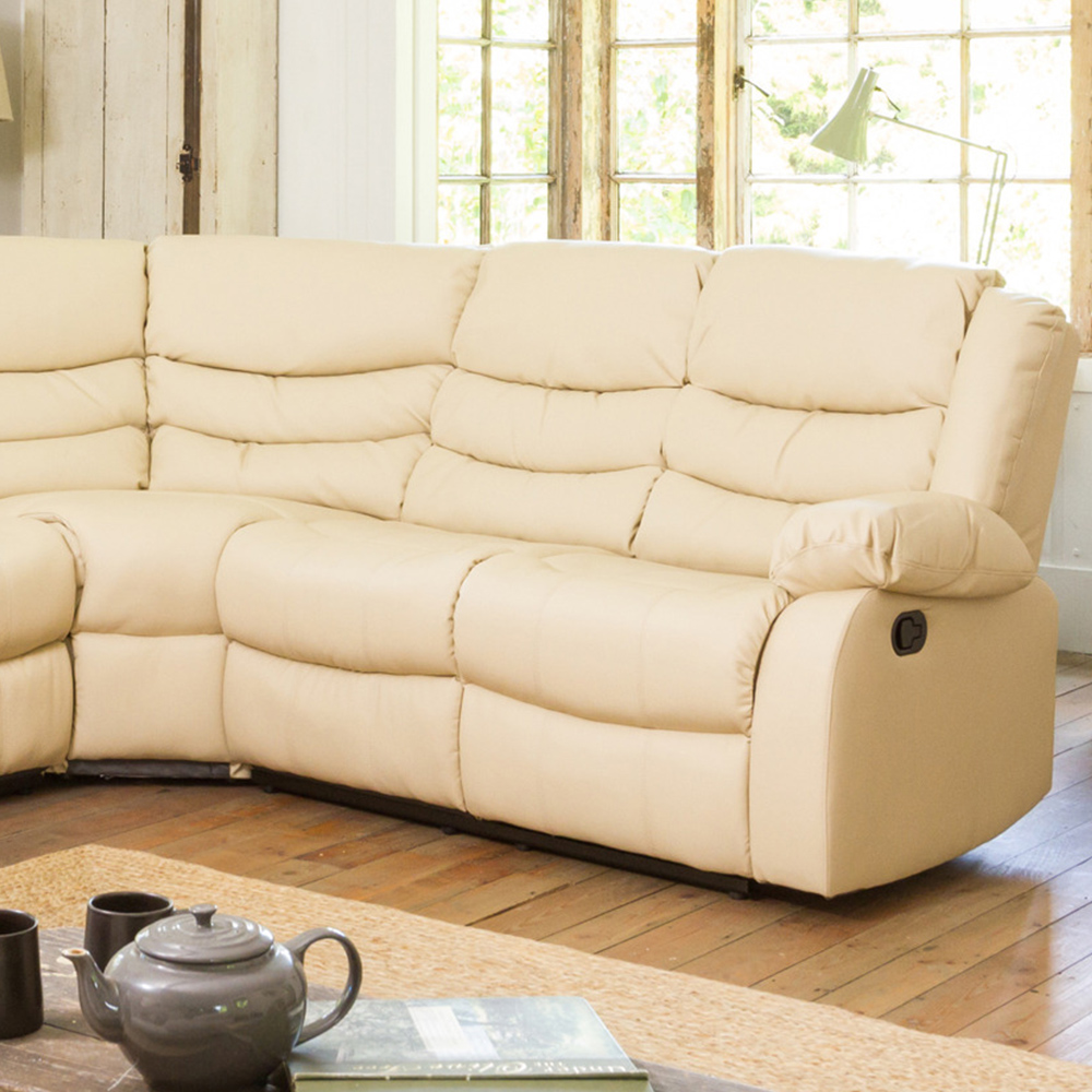 Brooklyn 5 Seater Cream Corner Manual Recliner Sofa Image 3