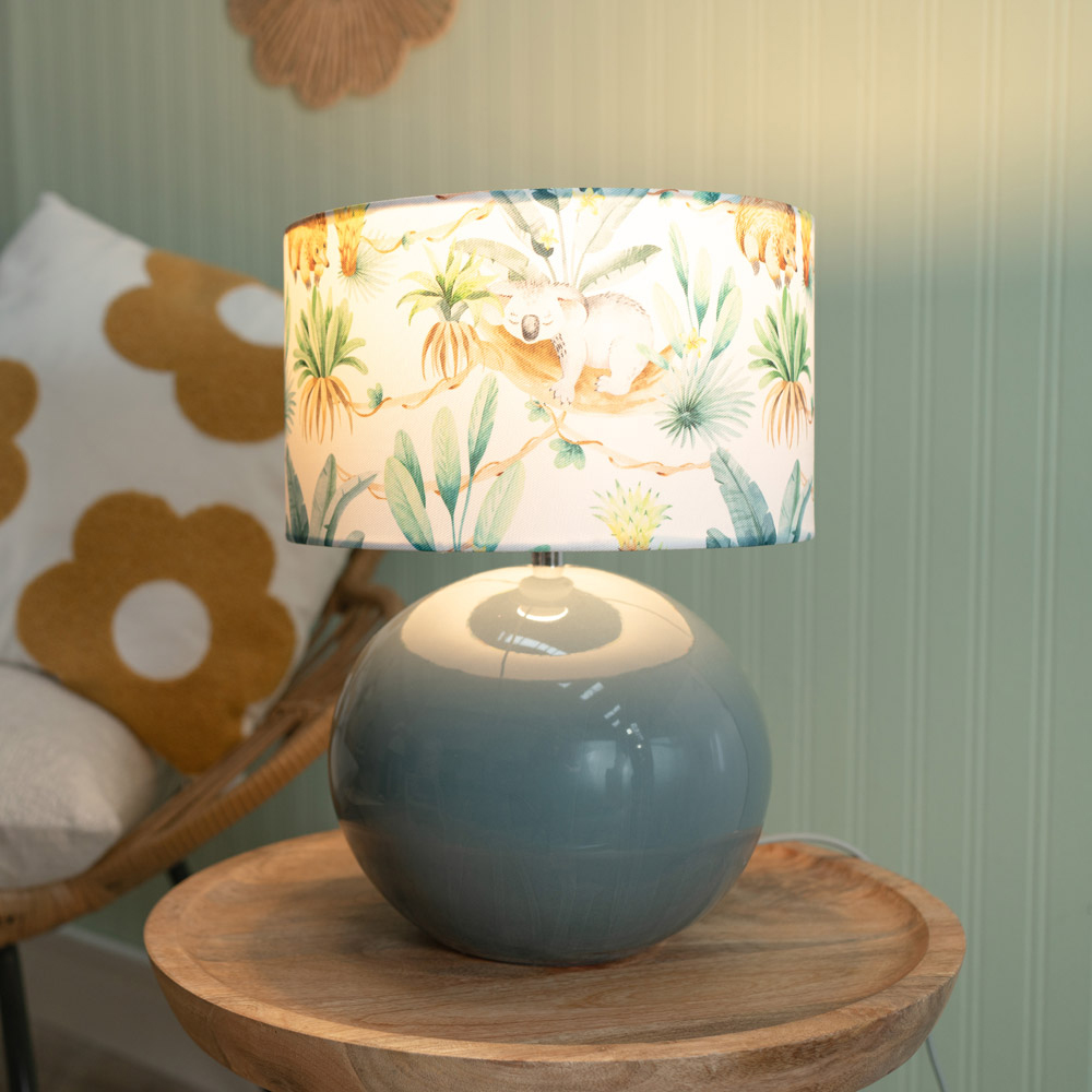 ValueLights Bosco Eucalyptus Teal Tropical Shade Ceramic LED Table Lamp Image 2