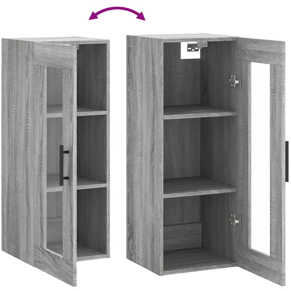vidaXL Single Door Grey Sonoma Wall Mounted Cabinet Image 8