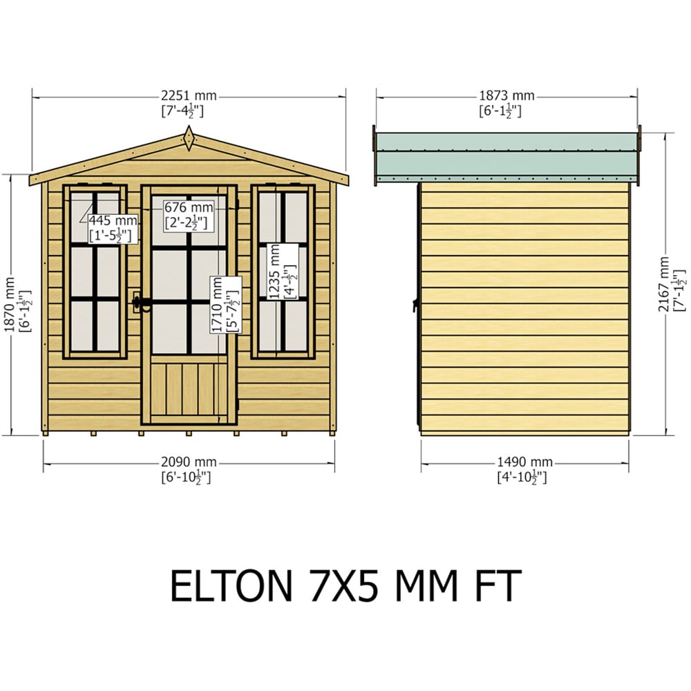 Shire Elton 7 x 5ft Shiplap Apex Summerhouse Image 6