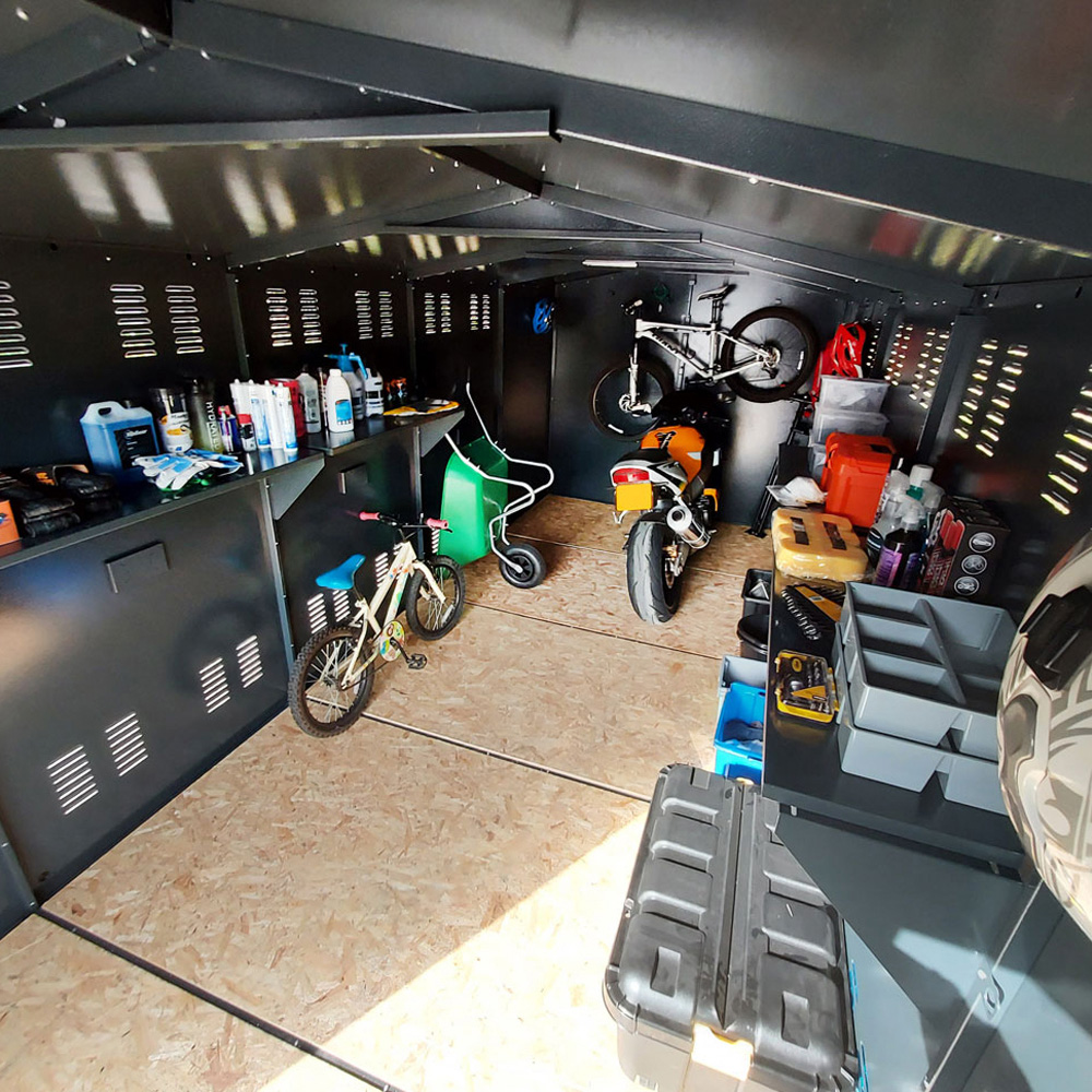 Asgard Gladiator 7 x 18ft Double Door Green High Security Apex Motorcycle Garage Image 5