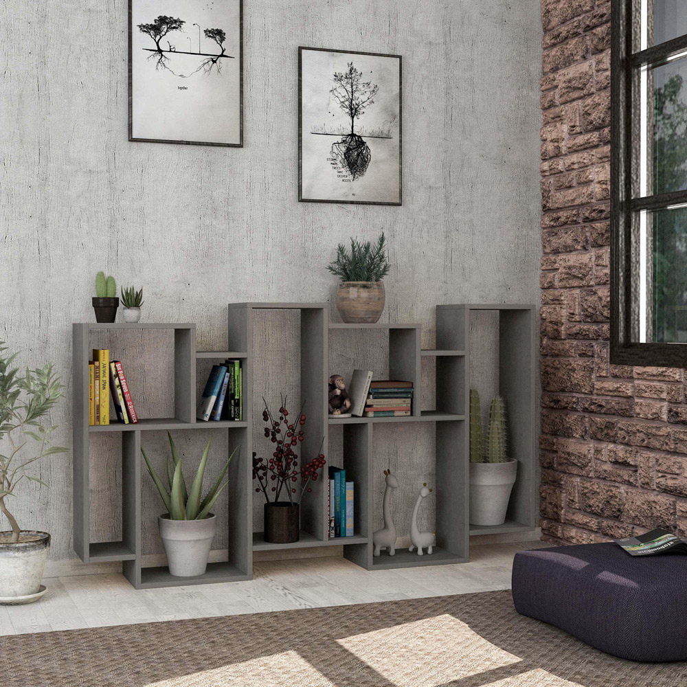 Decortie Karmato 10 Shelf Retro Grey Bookcase Image 4
