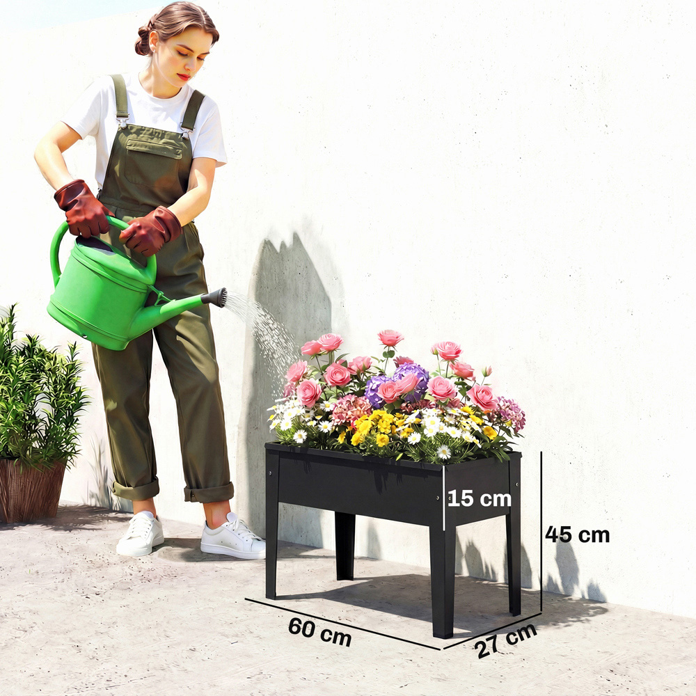 Outsunny Black Metal Raised Garden Bed 45 x 60 x 27cm Image 9