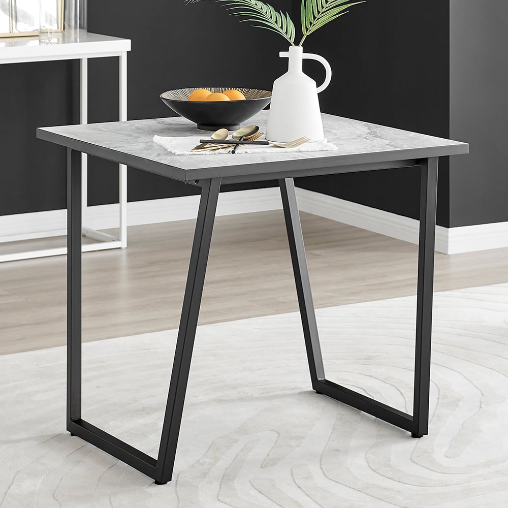 Furniturebox Copeland Cesano Marble Effect 2 Seater Dining Set White Grey and Gold Image 2