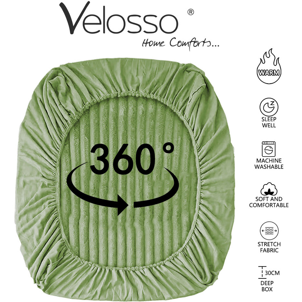 Velosso Super King Size Olive Jumbo Cord Fitted Bed Sheet Image 4