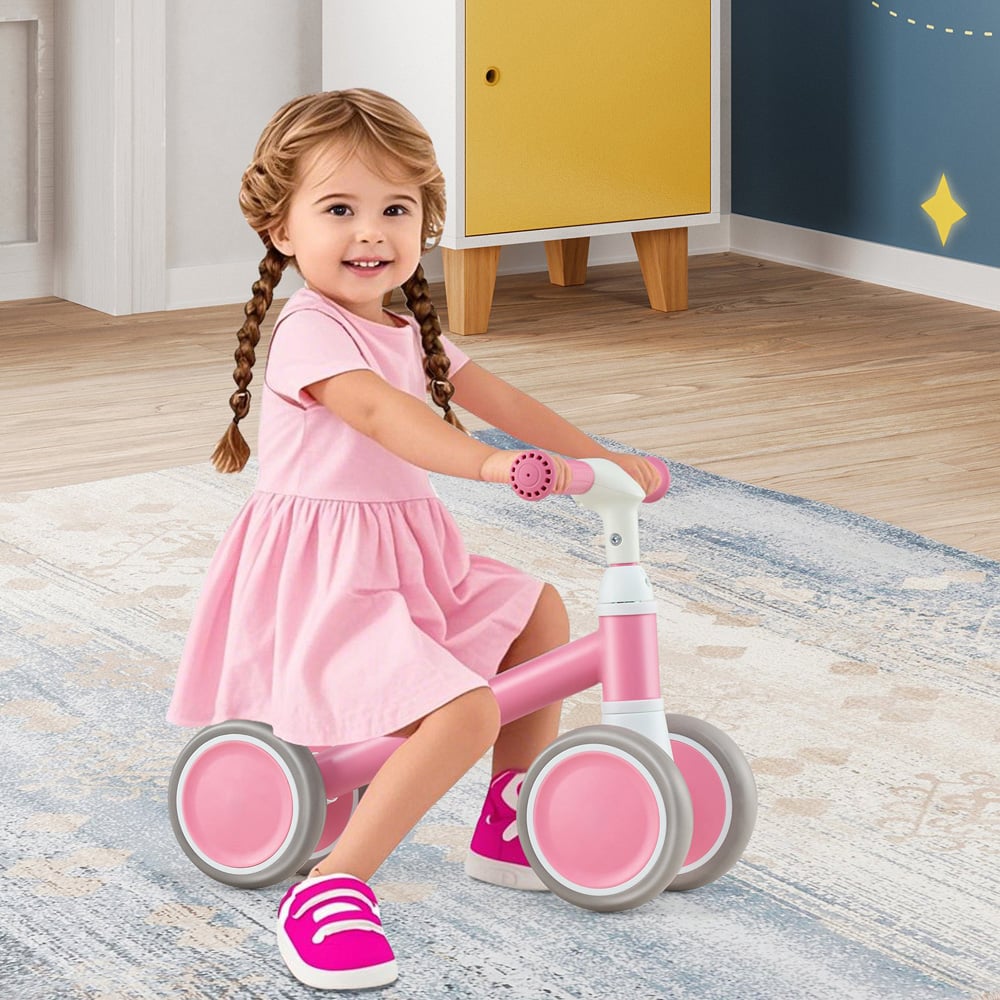 Costway Toddlers Pink Balance Bike with Height Adjustable Handle and Seat Image 2