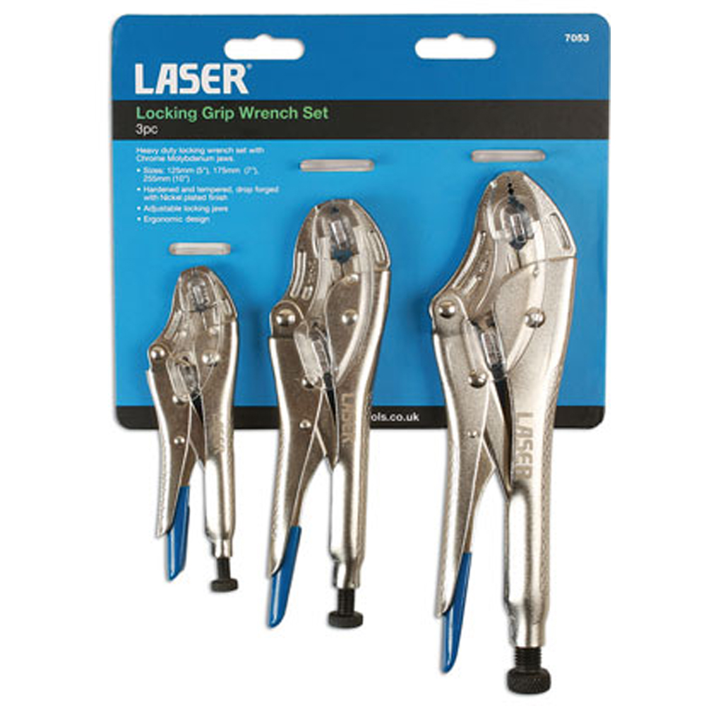 Laser 3 Piece Heavy Duty Locking Grip Wrench Set Image 4