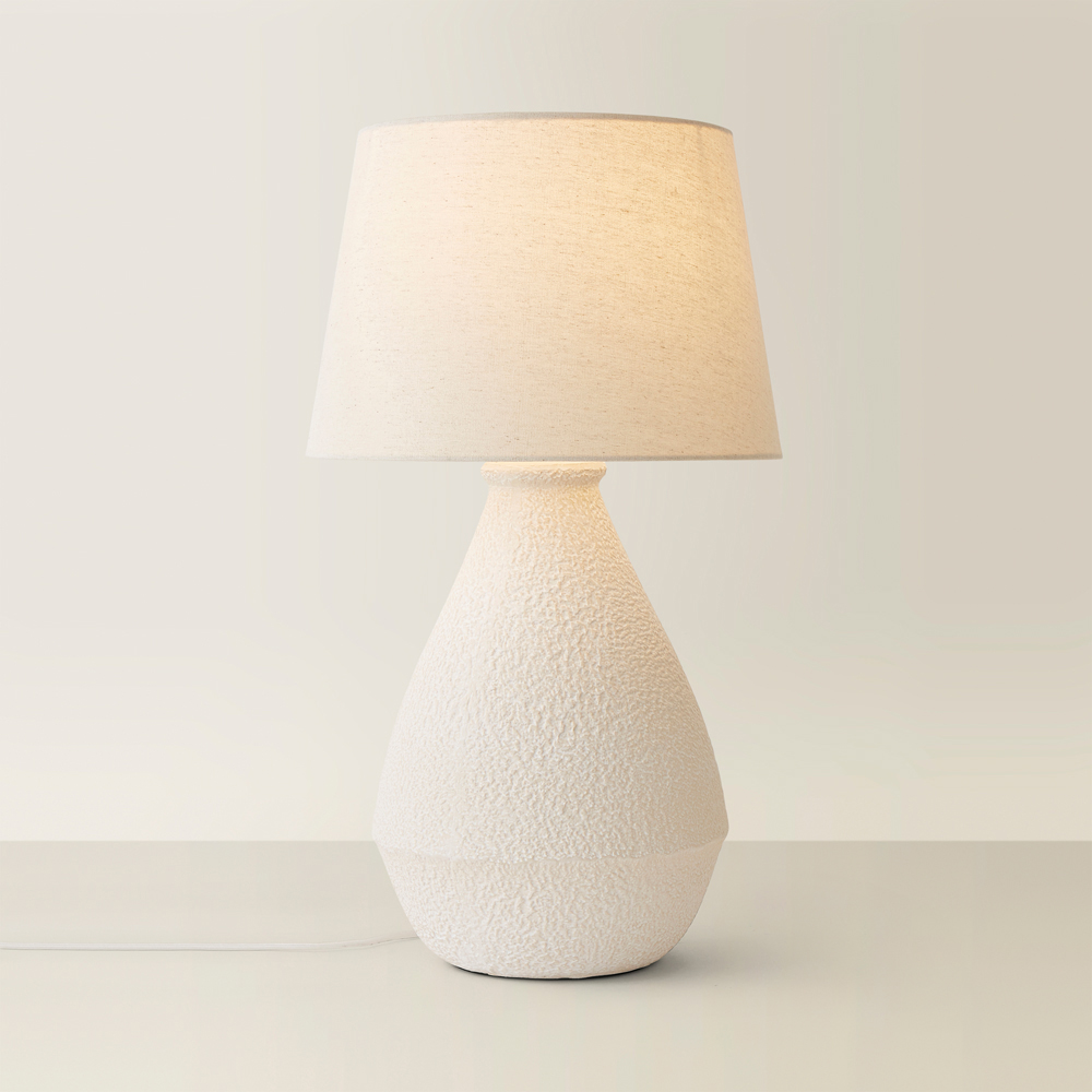 ValueLights Helena Natural Taper Shade Cream Speckled Ceramic LED Table Lamp Image 5