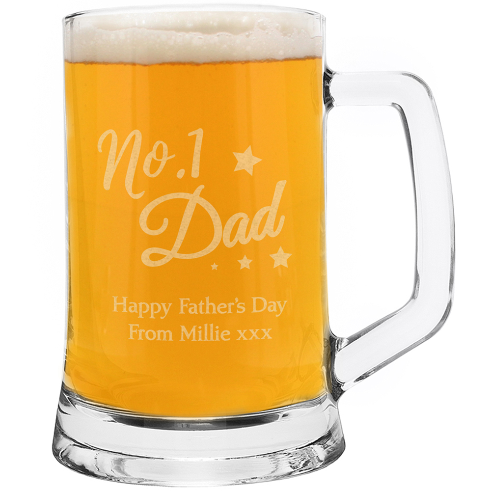 Personalised Memento Personalised No 1 Dad Glass Pint Stern Tankard Image 3