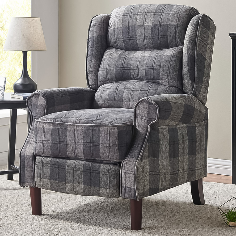Home Detail Nairn Grey Tartan Manual Recliner Chair Image 1