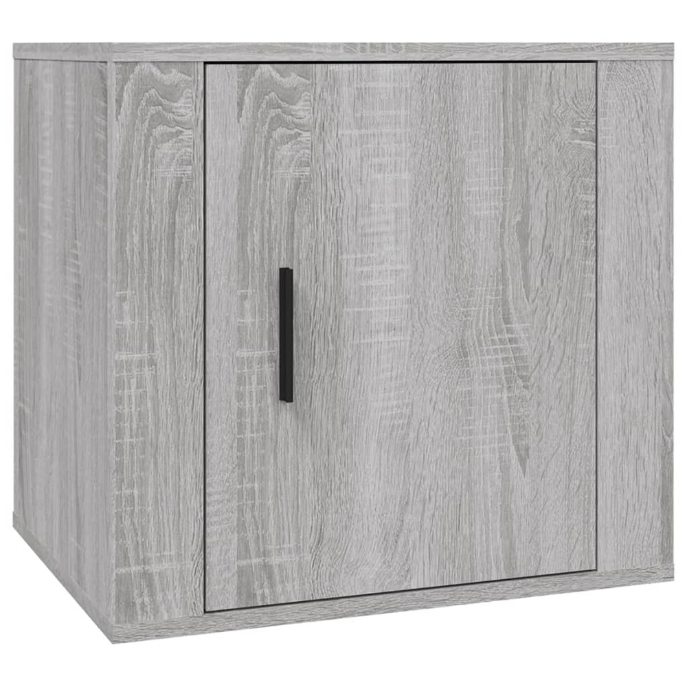 vidaXL Single Door Grey Wooden Bedside Cabinet Image 2