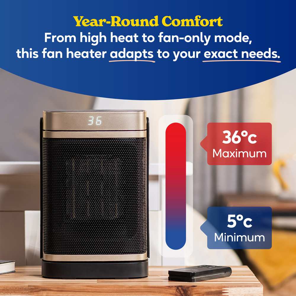 Russell Hobbs RHCH2001G Black and Gold Square Oscillating Ceramic Heater 1500W Image 6