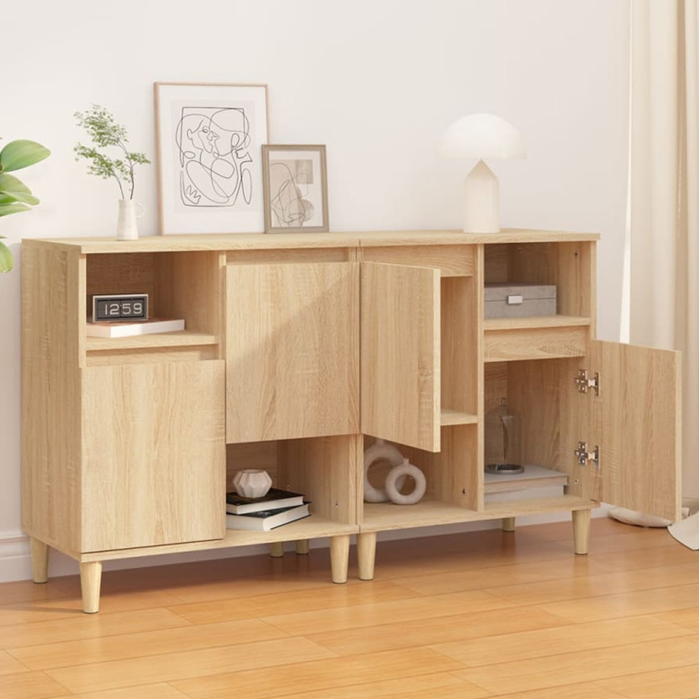 vidaXL 2 Door 2 Shelf Sonoma Oak Sideboard Set of 2 Image 1