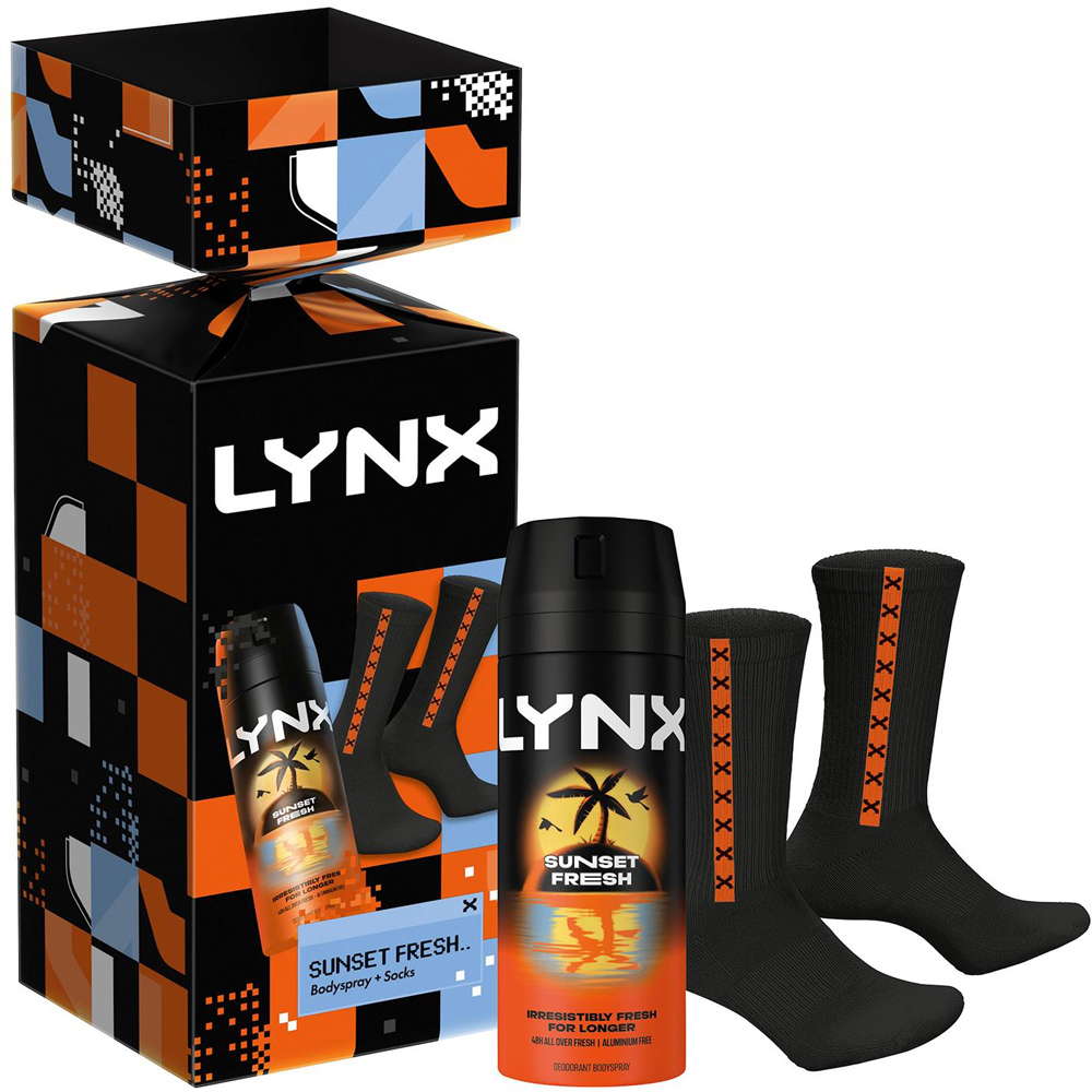 Lynx Sunset Fresh Body Spray and Socks Cracker Gift Set 4 Pack Image 6