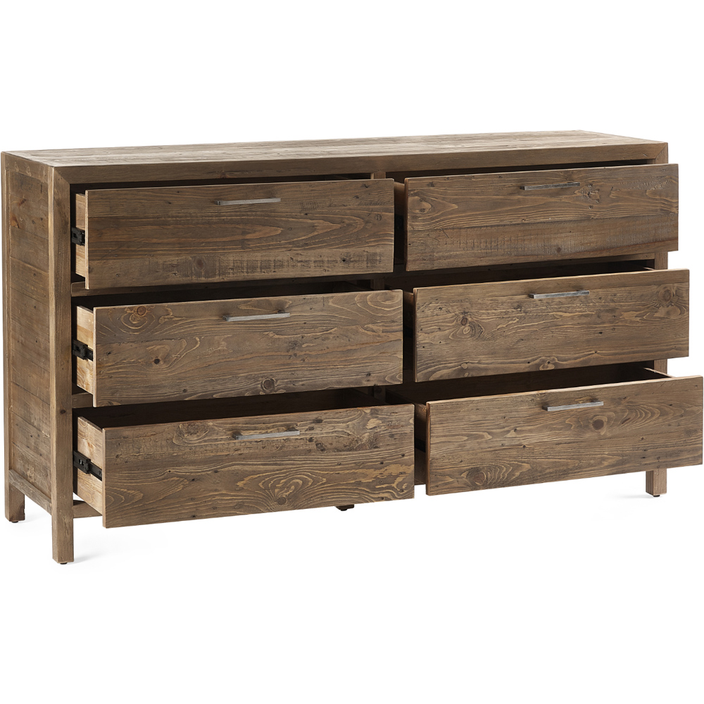 Julian Bowen Heritage 6 Drawer Distressed Finish Wide Chest of Drawers Image 4