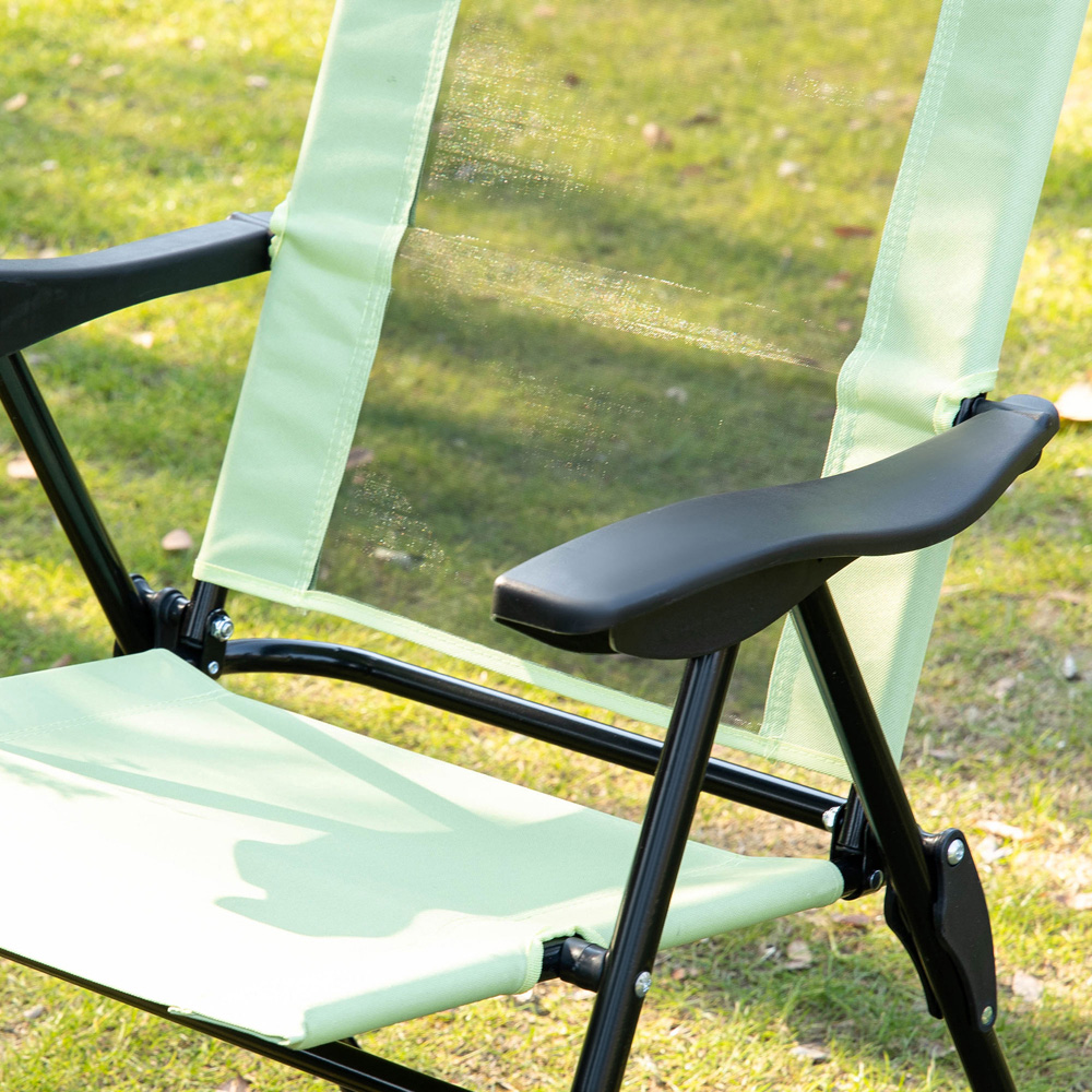 Outsunny Set of 2 Green Folding Recliner Camping Chair Image 3
