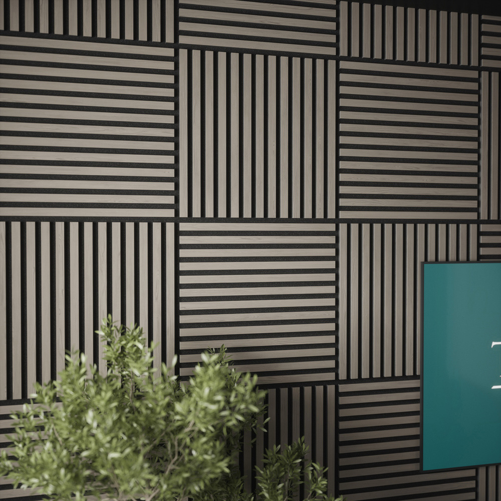 Tuscan Smoked Grey PVC Wrapped Acoustic Wall Tile 55.3 x 55.3cm 4 Pack Image 6