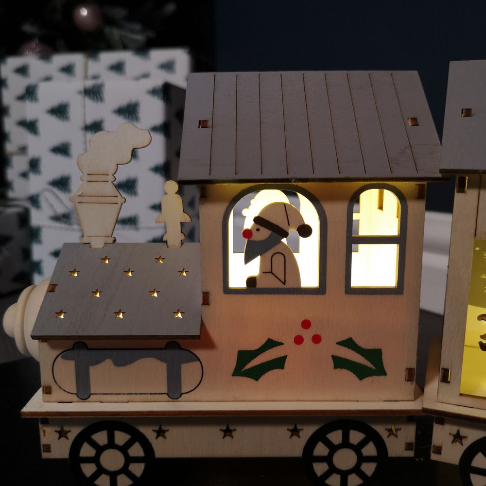 Samuel Alexander Wooden Christmas Train and Carriages Scene Decoration 16cm Image 6