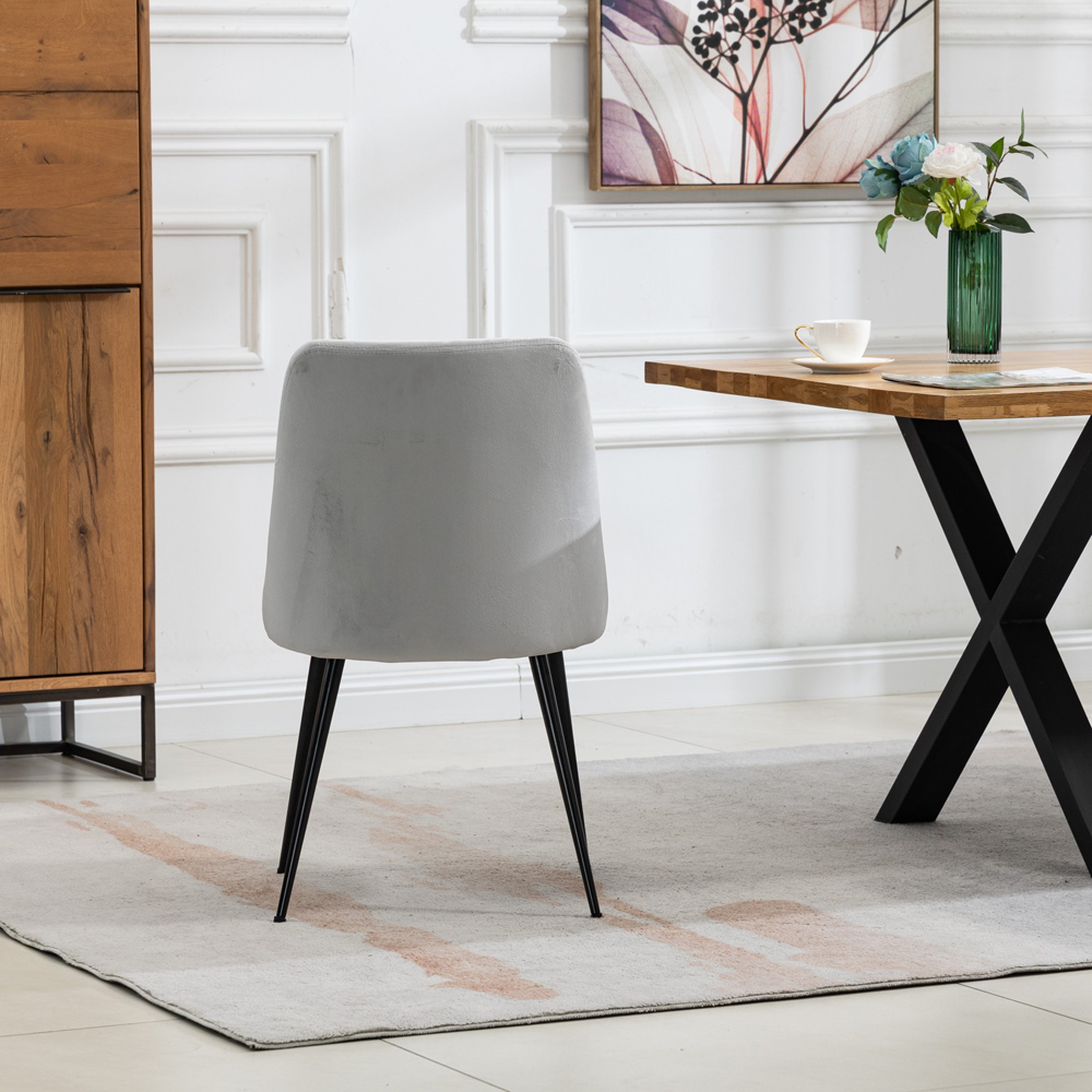 Artemis Home Morandi Set of 2 Silver Velvet Dining Chair Image 5