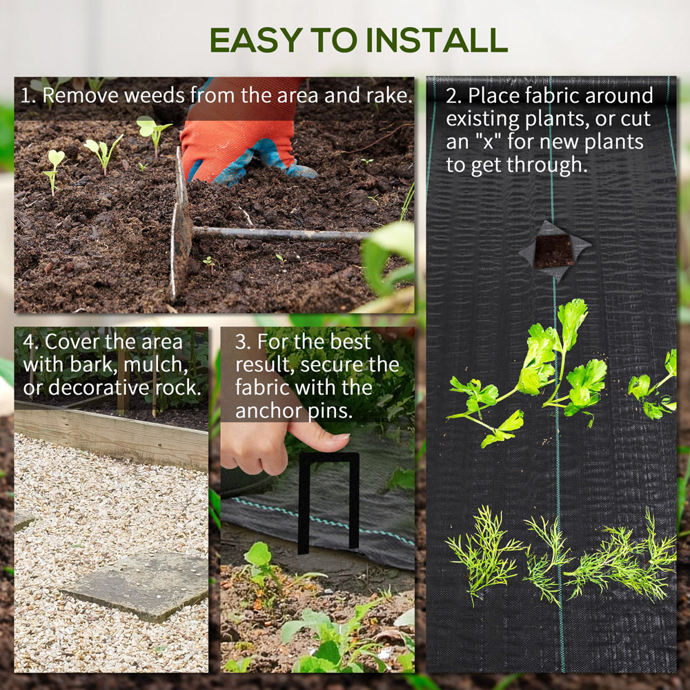 Outsunny 100m Black Heavy Duty Weed Control Membrane Image 8