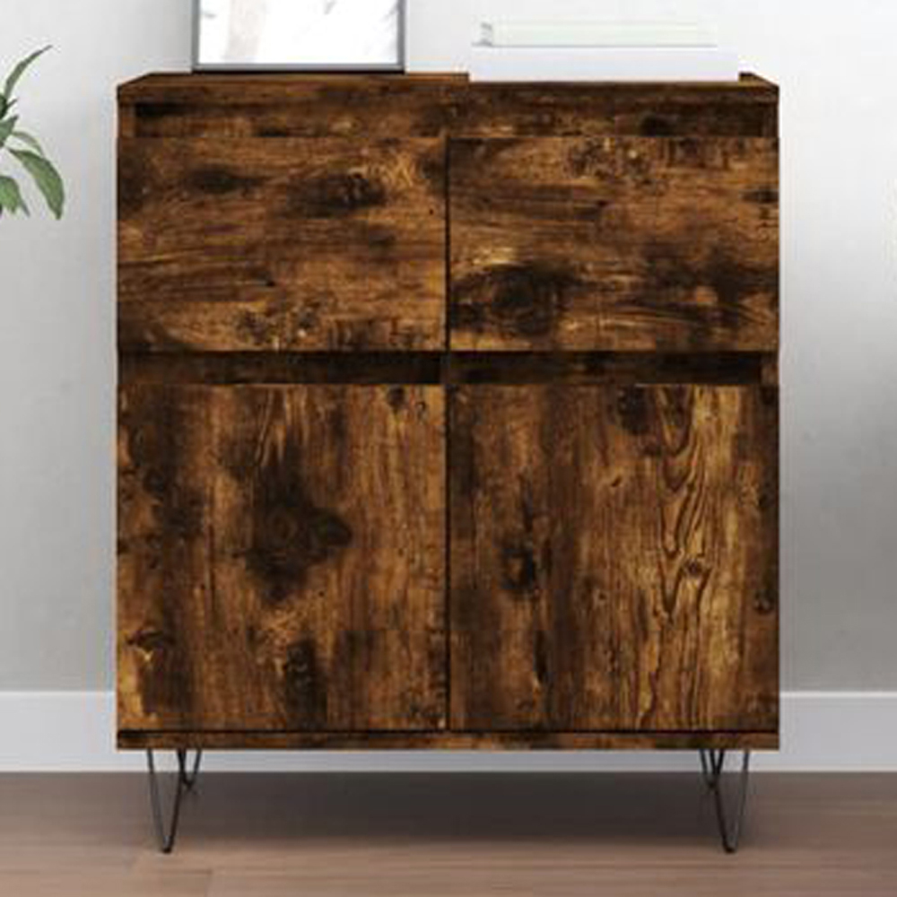 vidaXL 2 Door 2 Drawer Smoked Oak Sideboard Image 1