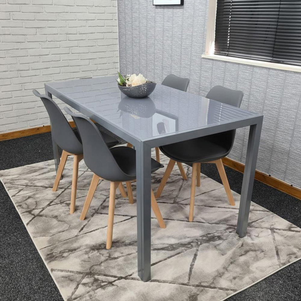 Portland Kosy Koala 4 Seater Modern Glass Dining Set Grey Image 4