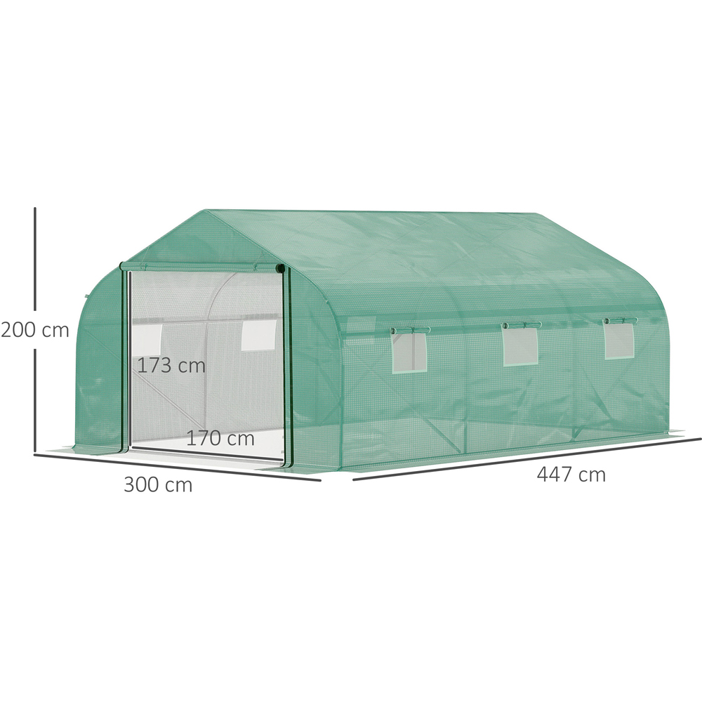Outsunny Clear Metal Frame 14.7 x 10ft Walk In Polytunnel Greenhouse Image 8