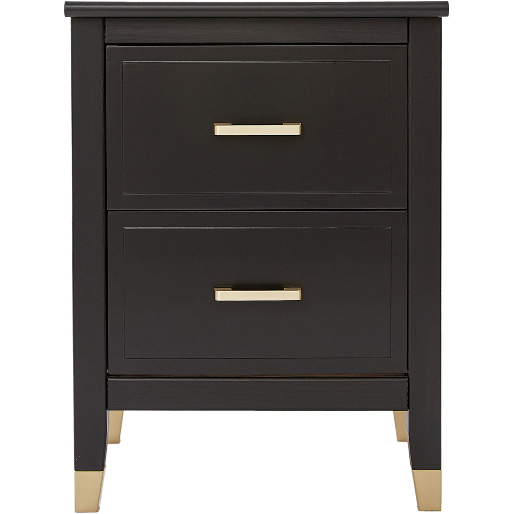 Palazzi 2 Drawers Black Wide Bedside Table Image 3