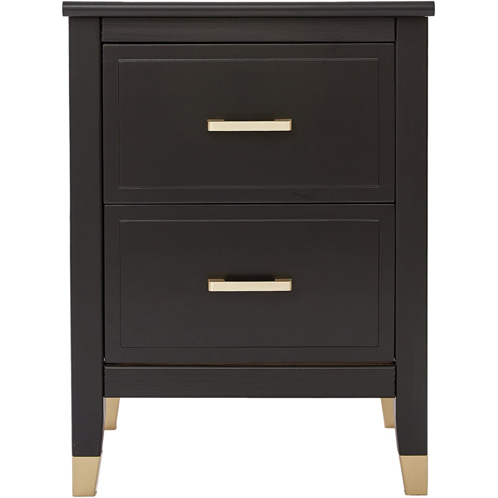 Palazzi 2 Drawers Black Wide Bedside Table Image 3