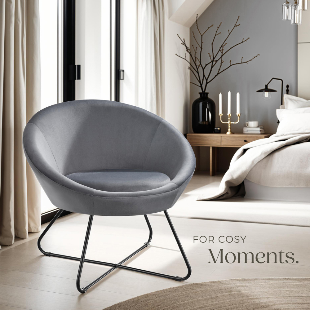 tectake Centera Anthracite Velvet Look Accent Chair Image 8