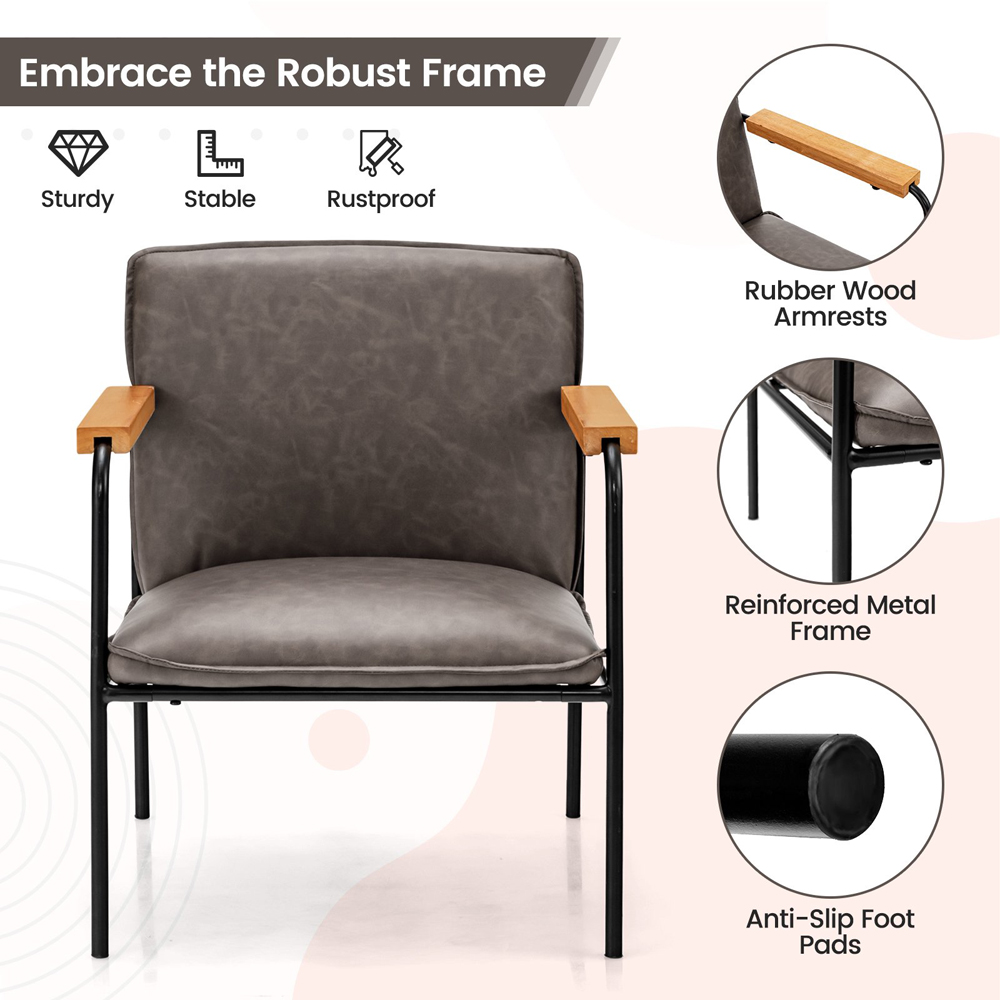 Costway Grey Accent Chair Image 7