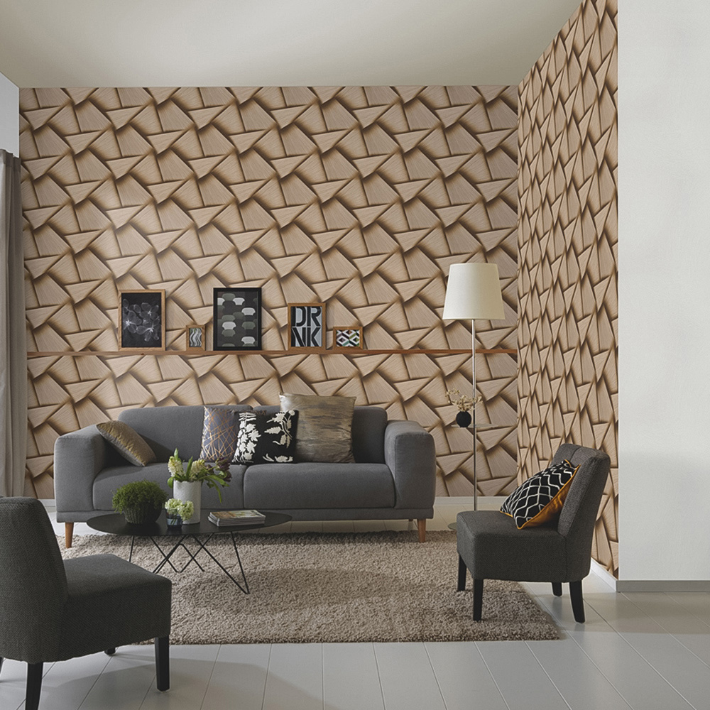Erismann Pose Striking Geometric Textured Gold Vinyl Wallpaper Image 4