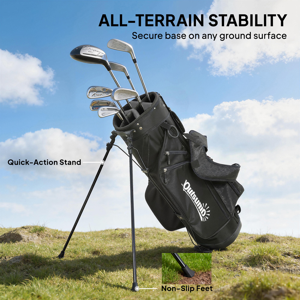 Outsunny Grey 6 Way Full-Length Divider Golf Stand Bags Image 7